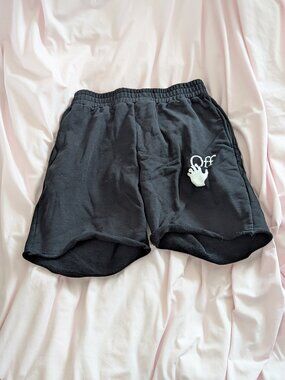 Off-White Black Hand Logo Sweat Shorts Size M